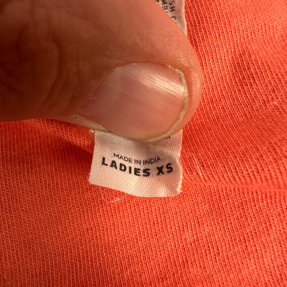 L.A.T Live and Tell Ladies XS Orange Crew Neck Short Sleeve Cotton T-Shirt - Picture 5 of 5